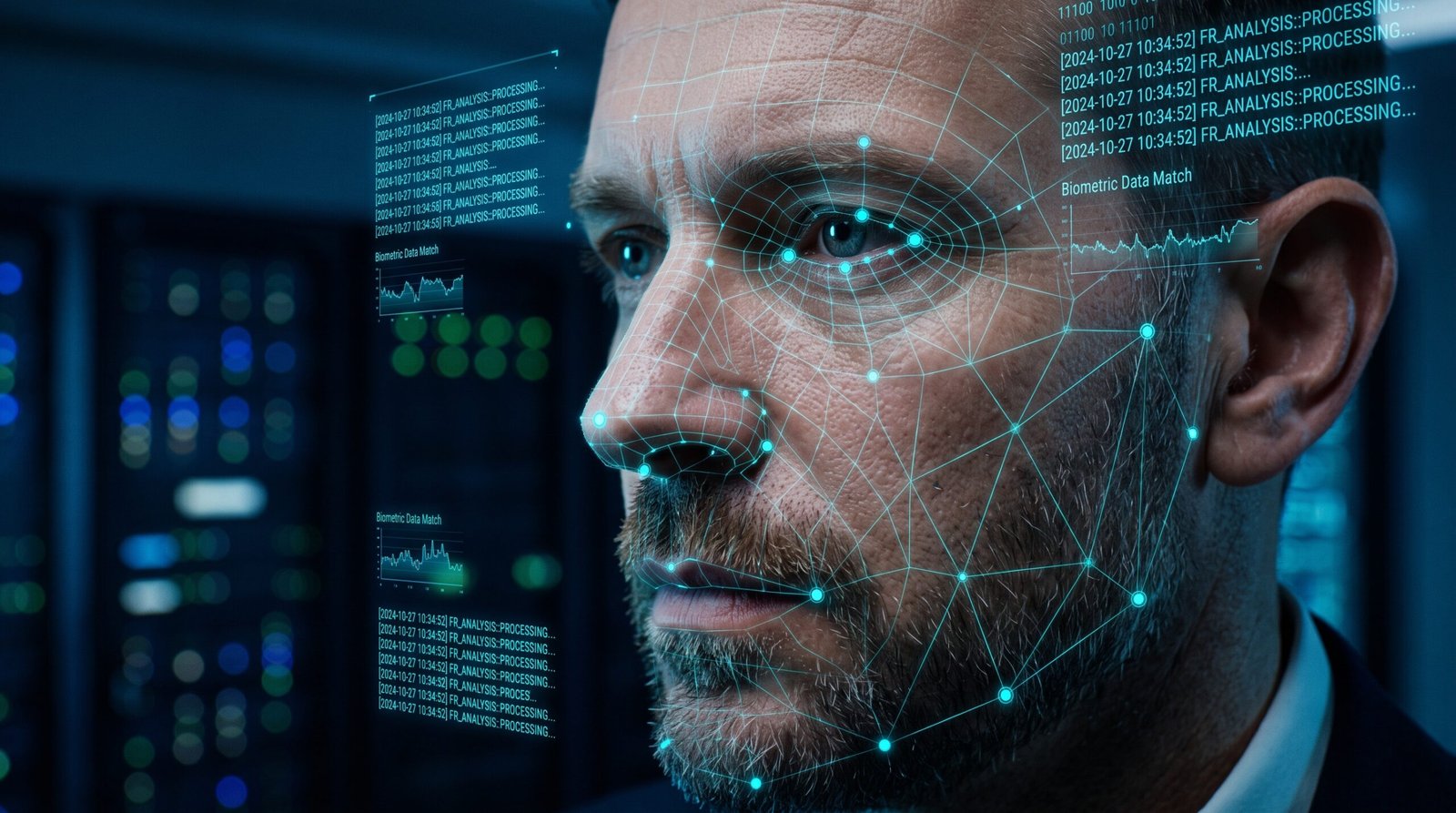 Imagem conceitual representando a perícia em biometria facial e análise de assinaturas eletrônicas
